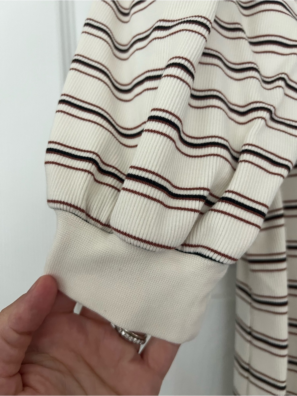 Veronica Beard Cream Top with Stripe Henley size Large - Picture 6 of 6